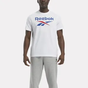 REEBOK IDENTITY BIG STACKED LOGO T-SHIRT - MENS - WHITE