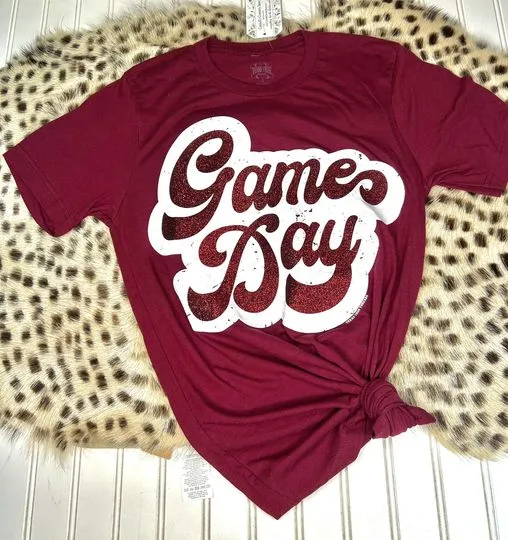 Retro Glitter Game Day Tee