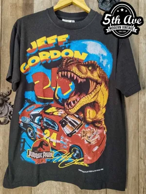 Roaring Through History: Jeff Gordon and the Jurassic Park Ride NASCAR t shirt