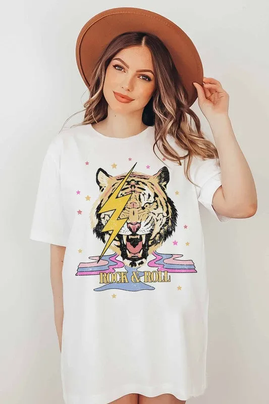 ROCK AND ROLL RETRO TIGER GRAPHIC TEE