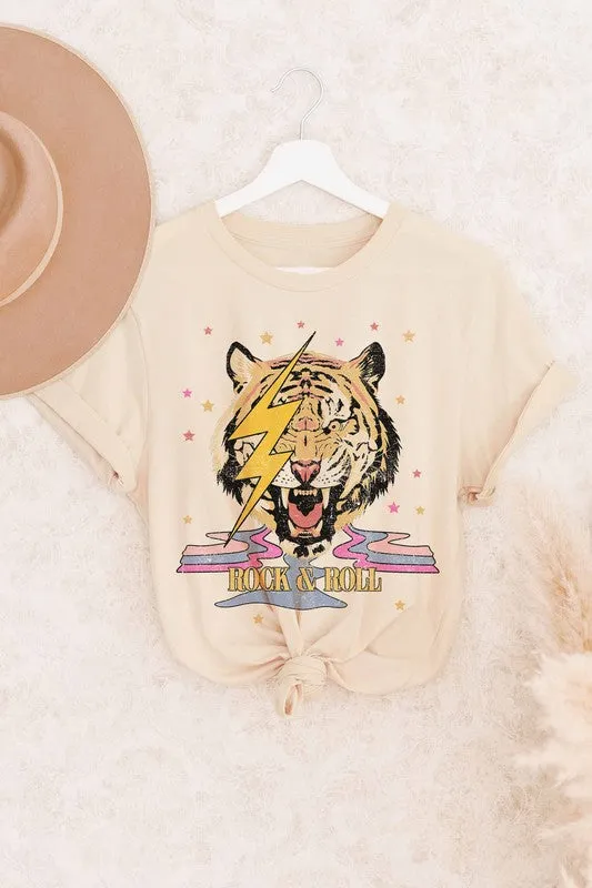 ROCK AND ROLL RETRO TIGER GRAPHIC TEE