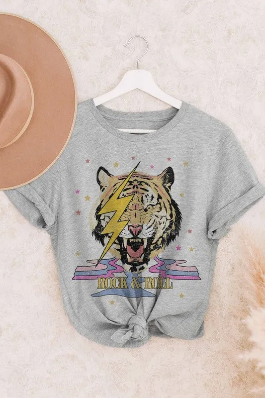 ROCK AND ROLL RETRO TIGER GRAPHIC TEE