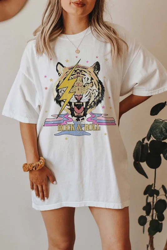 ROCK AND ROLL RETRO TIGER GRAPHIC TEE