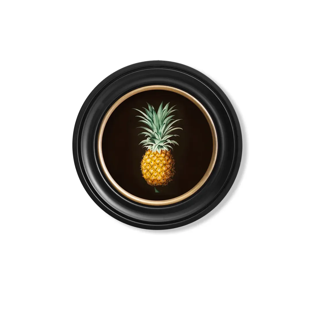 Round Black Pineapple framed art print