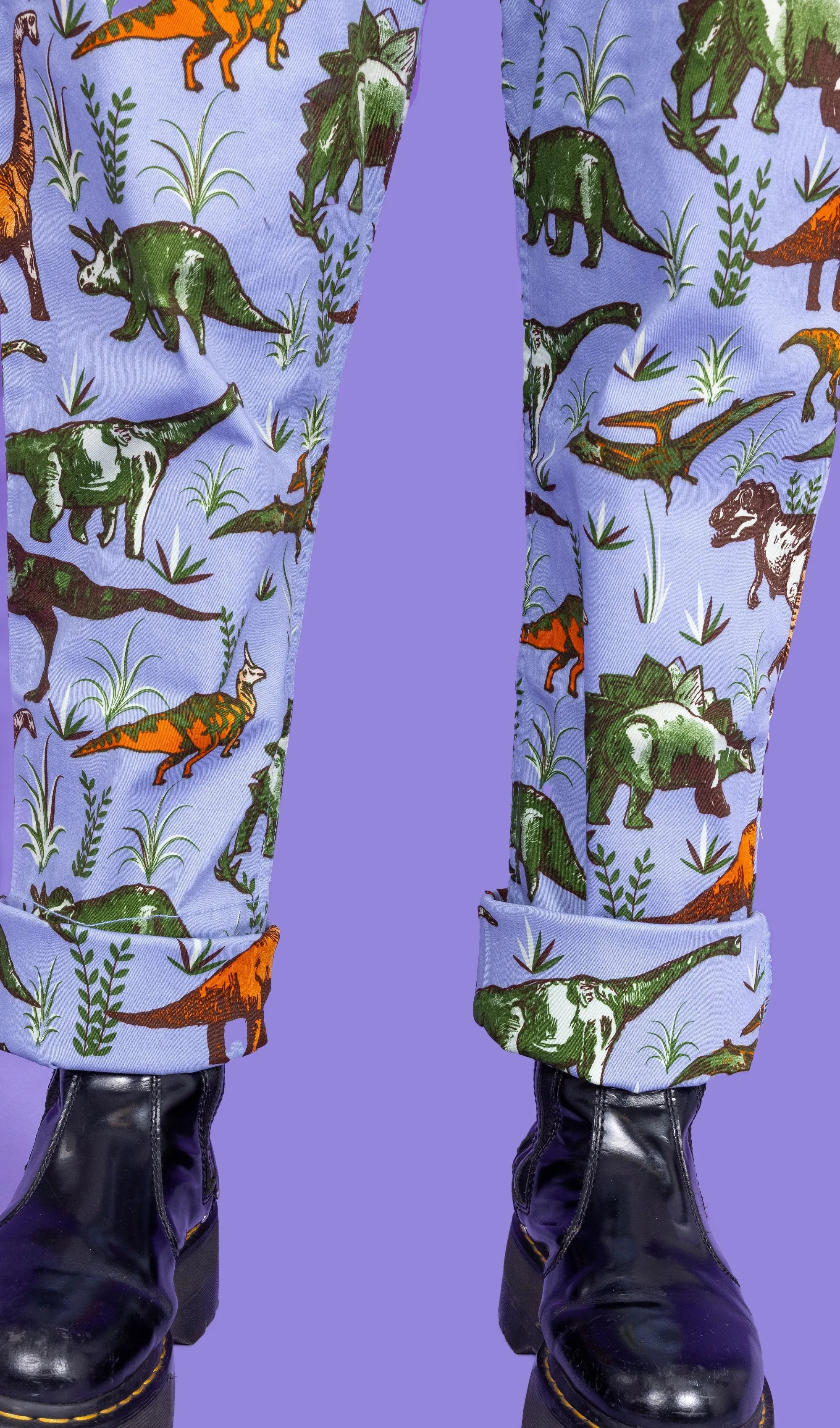 Run & Fly - Blue Adventure Dinosaur Stretch Twill Dungarees