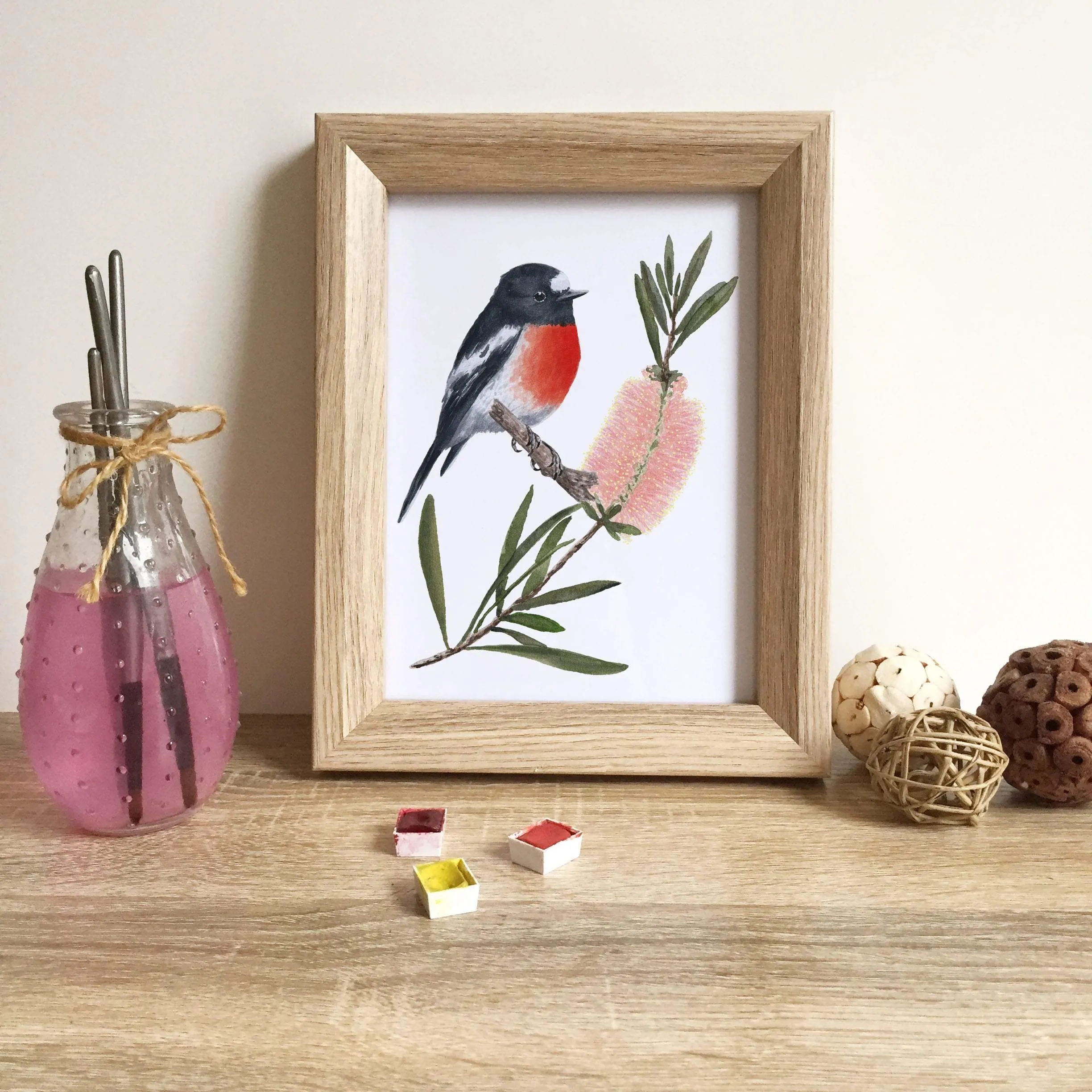 Scarlet Robin Art Print set of 3