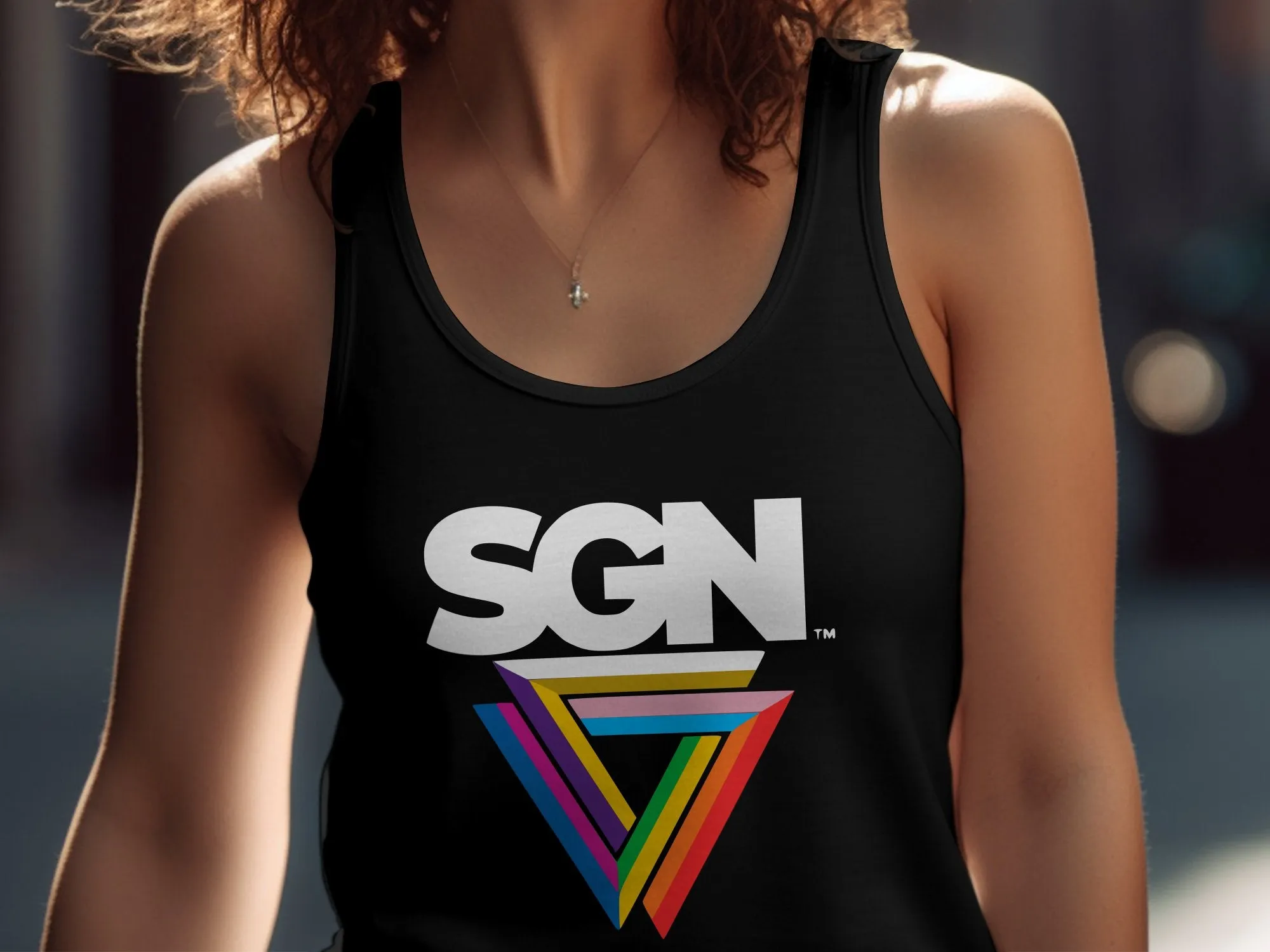 SGN Rainbow Logo Tank Top, Seattle Gay News Shirt, Unisex Sleeveless Tee