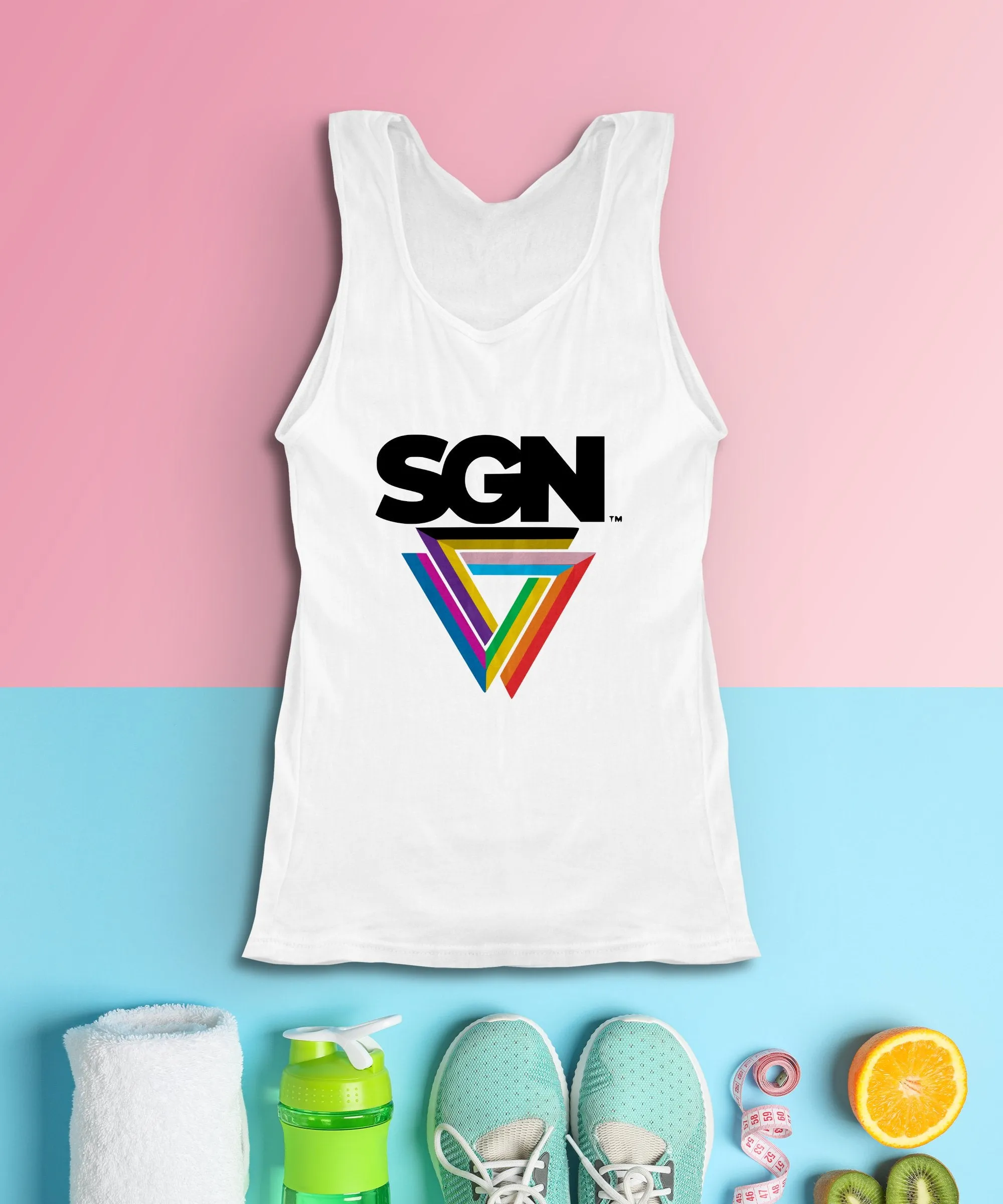 SGN Rainbow Logo Tank Top, Seattle Gay News Shirt, Unisex Sleeveless Tee