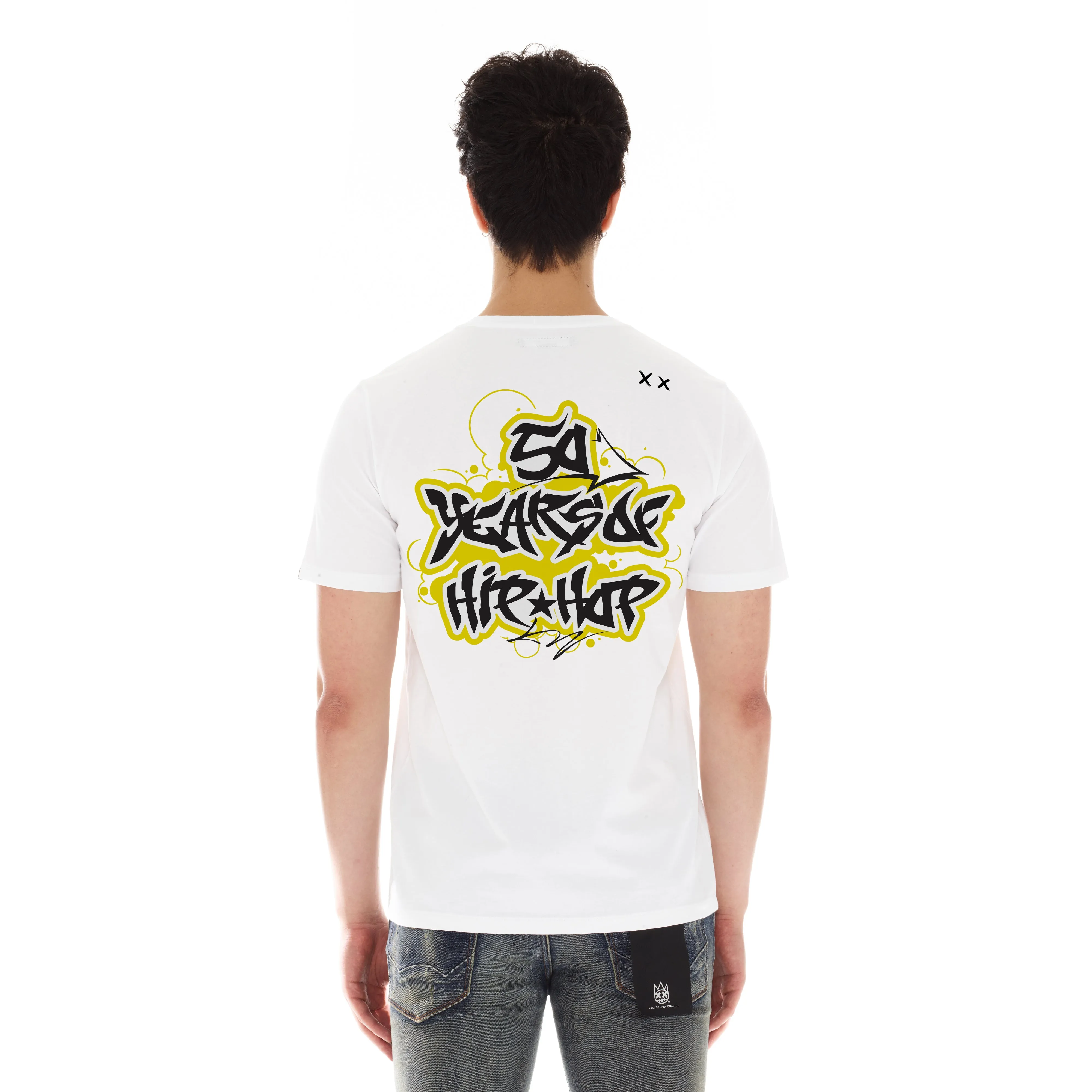 SHORT SLEEVE CREW NECK TEE "50 YEARS" IN WHITE