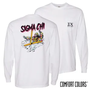 Sigma Chi Comfort Colors White Long Sleeve Ski-leton Tee