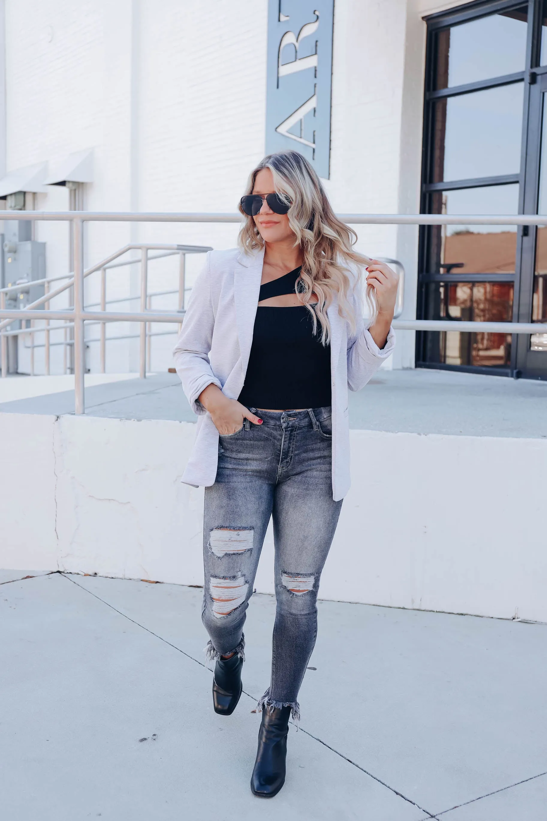 Simple And Chic Blazer - Heather Grey