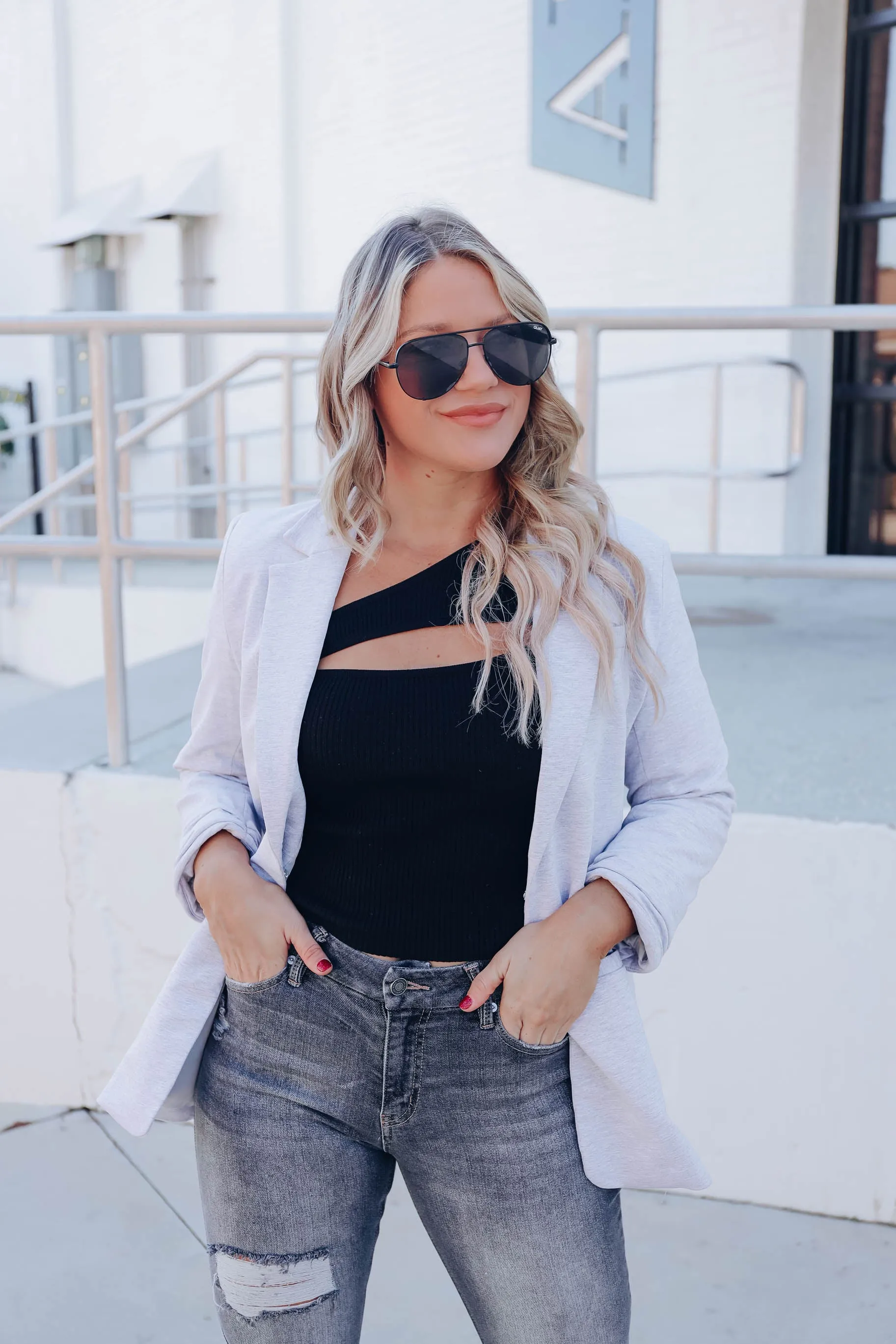 Simple And Chic Blazer - Heather Grey