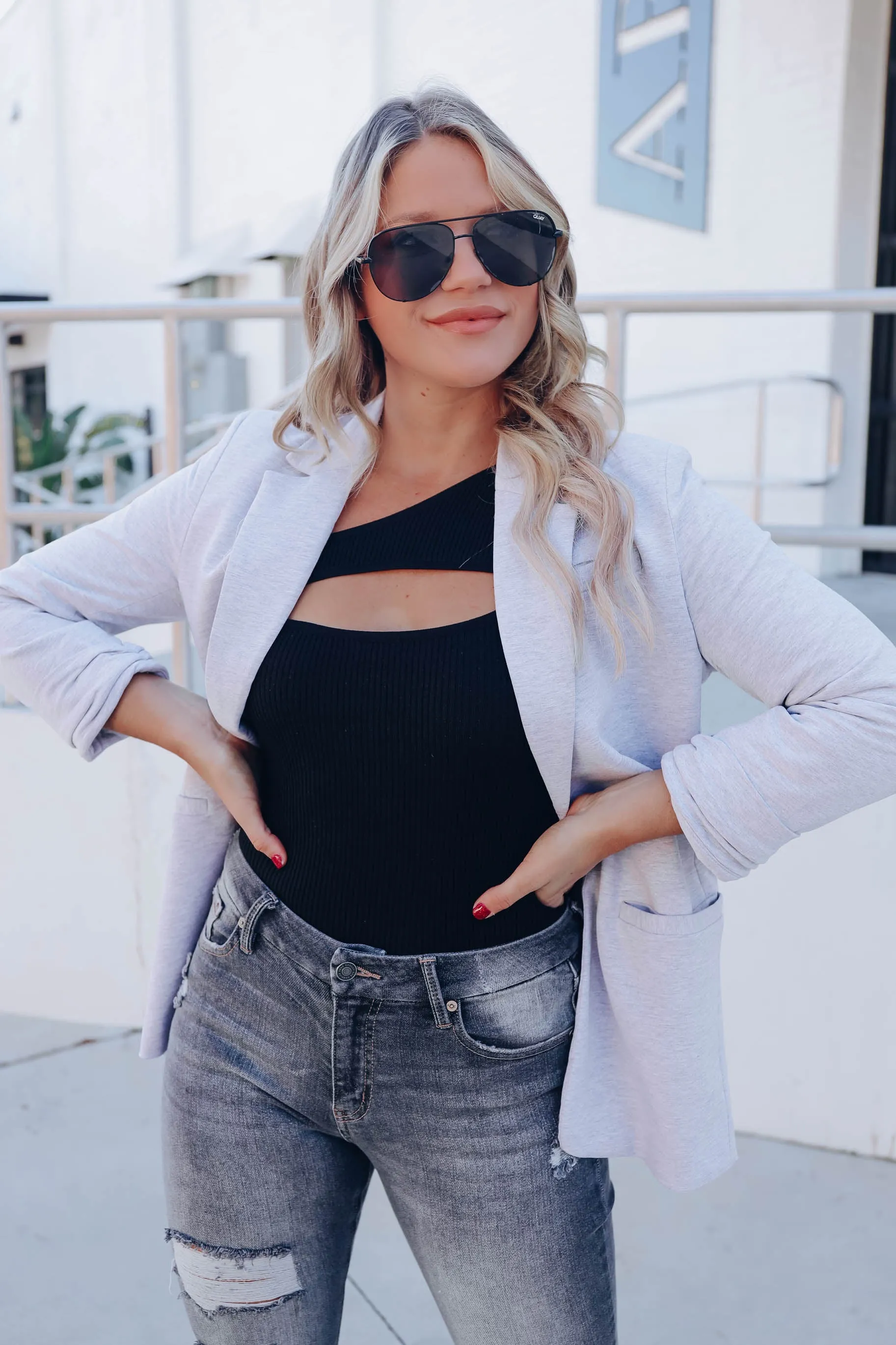 Simple And Chic Blazer - Heather Grey