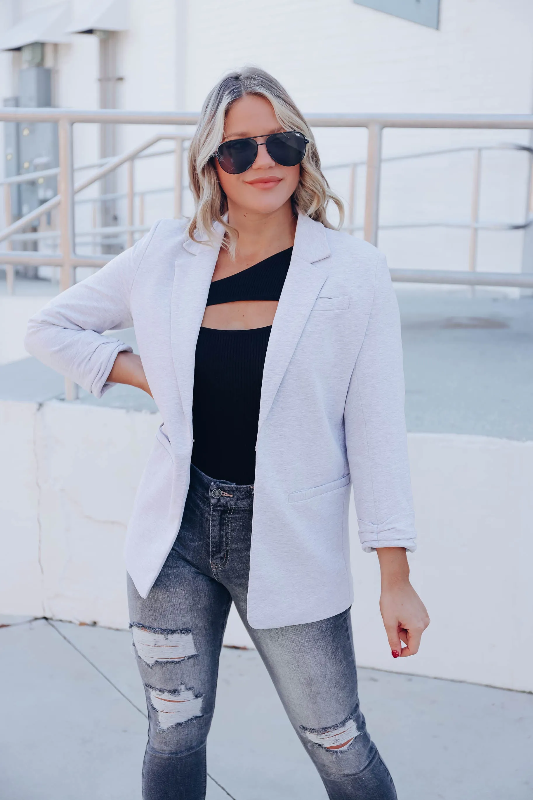 Simple And Chic Blazer - Heather Grey