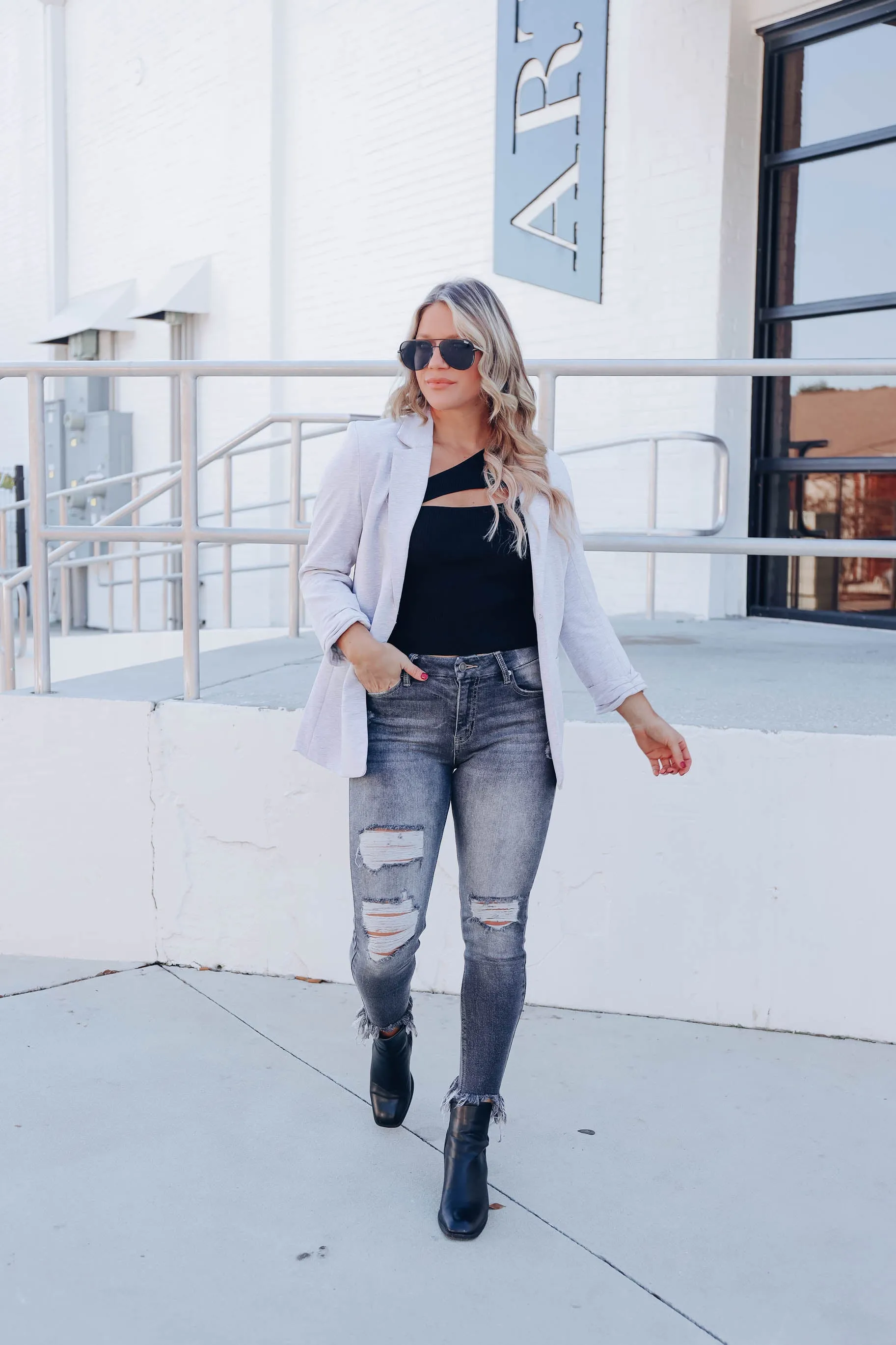 Simple And Chic Blazer - Heather Grey