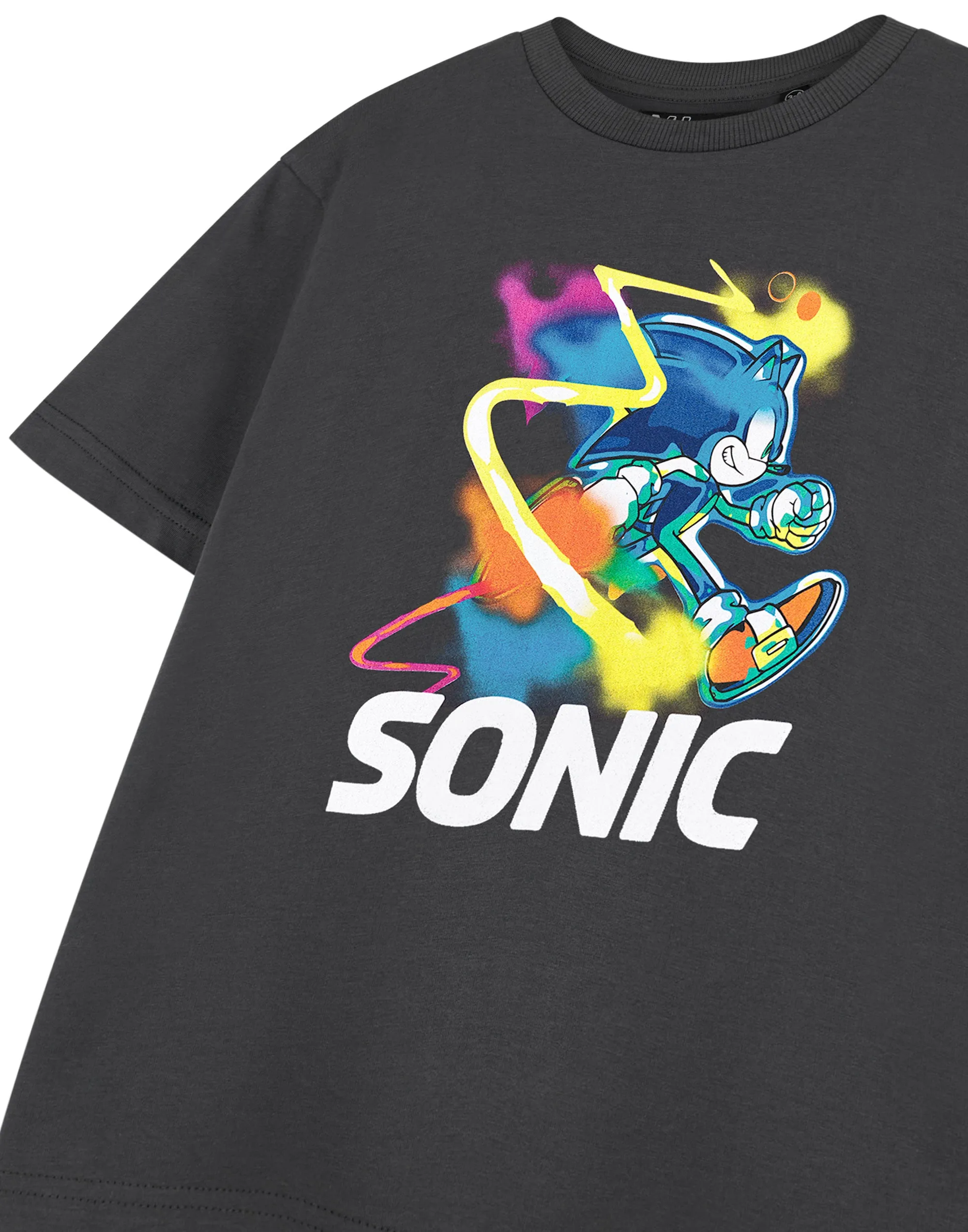 Sonic the Hedgehog Watercolour Boys Grey Short Sleeved T-Shirt