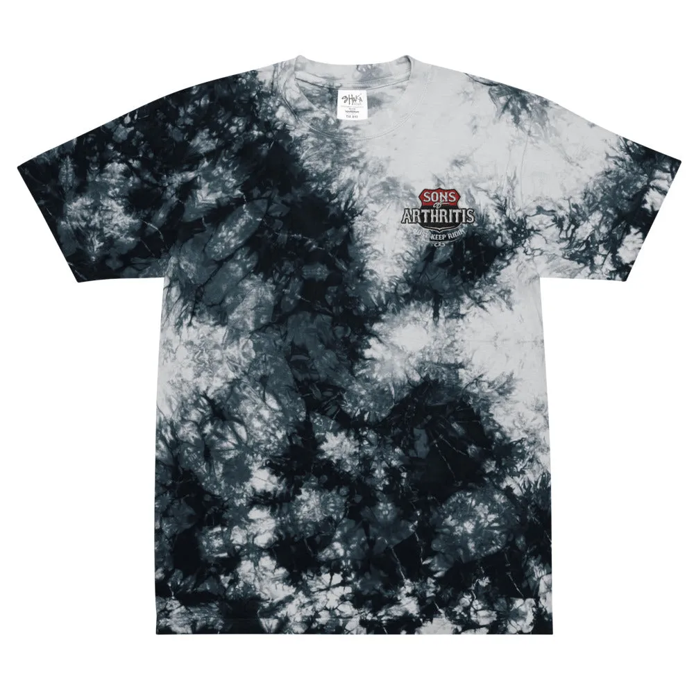 Sons of Arthritis Oversized tie-dye Embroidered Just Keep Ridin' t-shirt