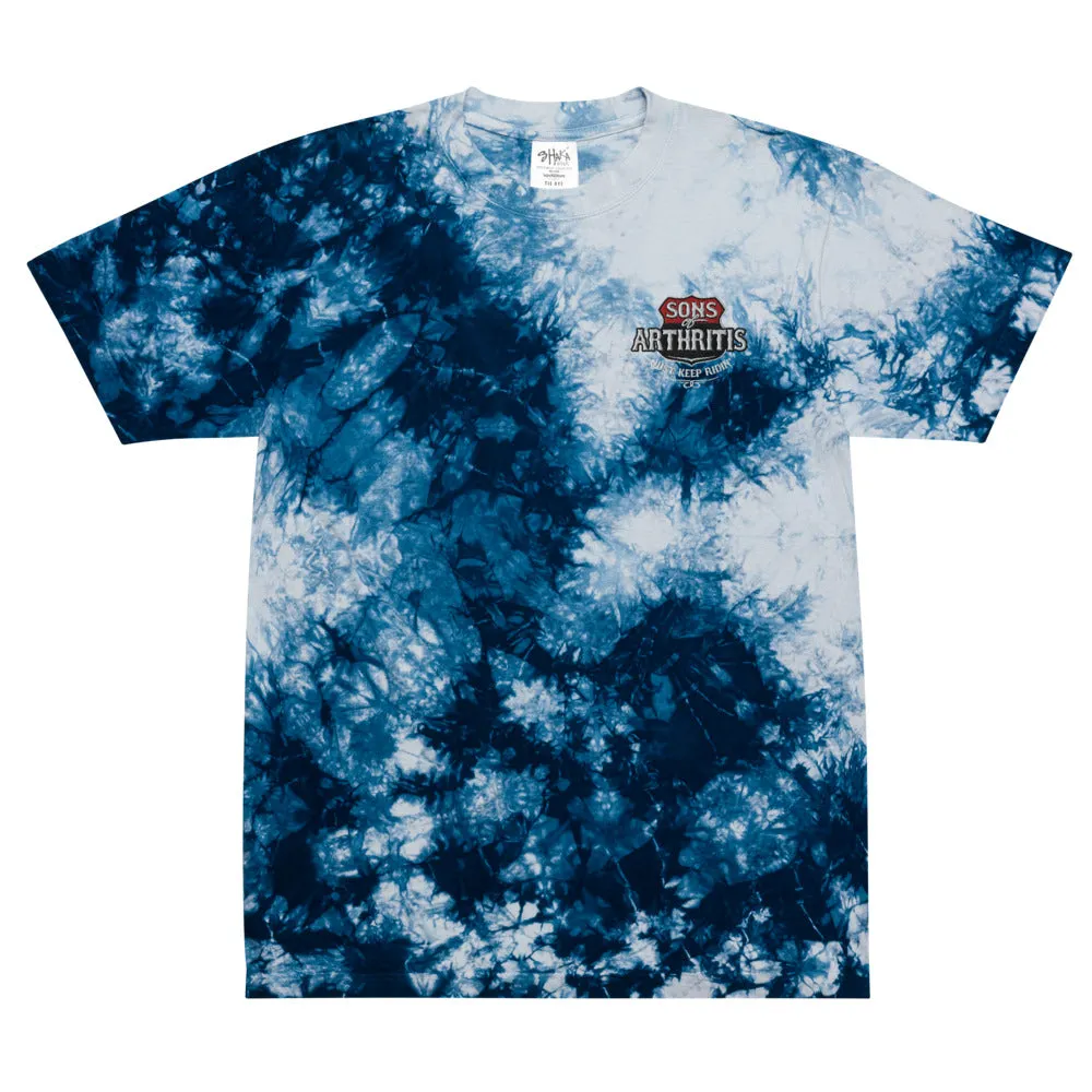 Sons of Arthritis Oversized tie-dye Embroidered Just Keep Ridin' t-shirt