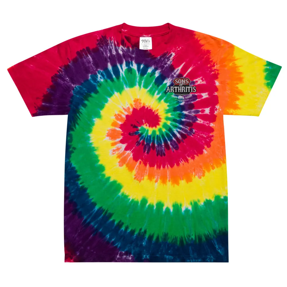 Sons of Arthritis Oversized tie-dye Embroidered Just Keep Ridin' t-shirt