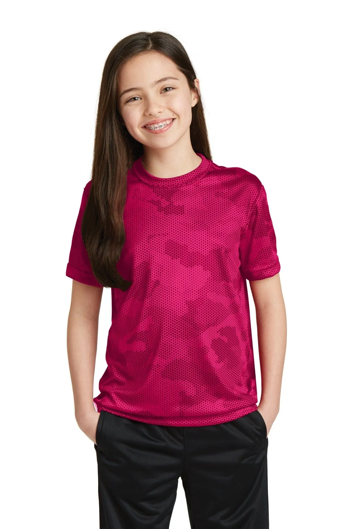 Sport-Tek YST370: Youth CamoHex Tee