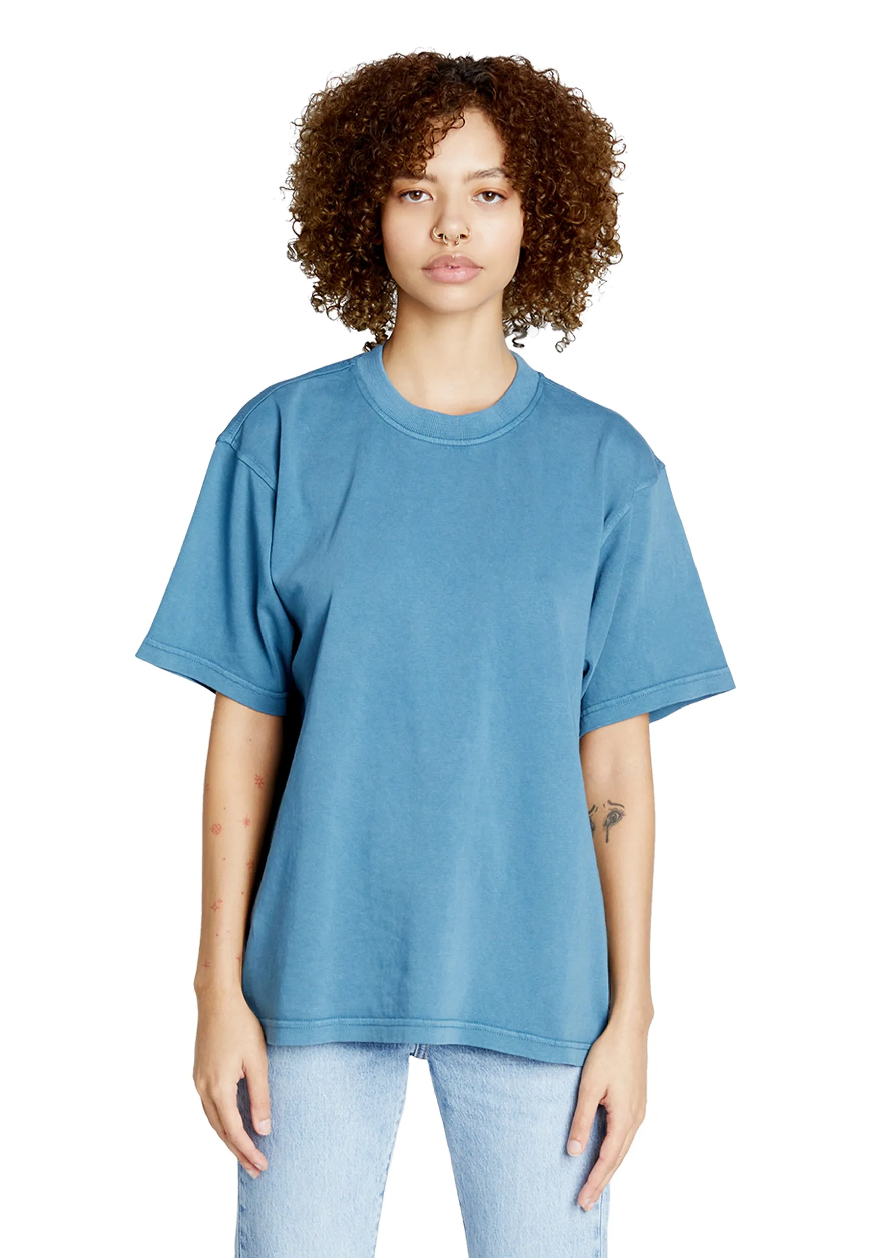 Streetwear Heavyweight Women Short Sleeve - Pebble Blue