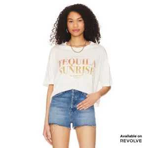 Tequila Til Sunrise - Crop Oversized Tee - White