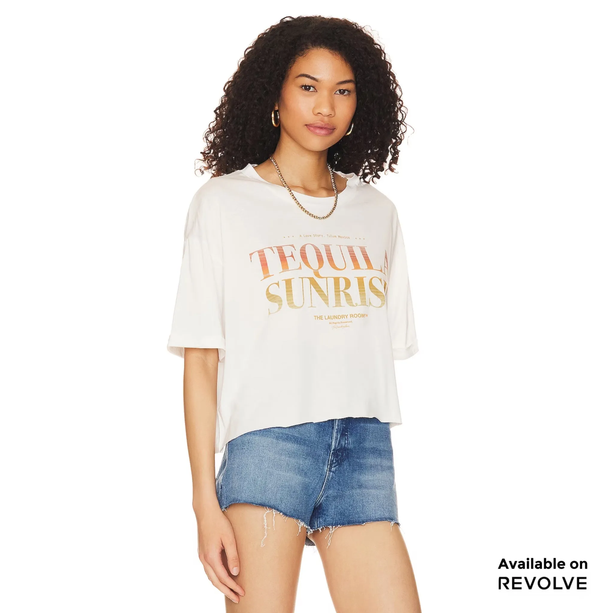 Tequila Til Sunrise - Crop Oversized Tee - White