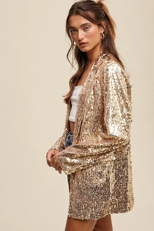 The Reno Blazer in Gold Sequin