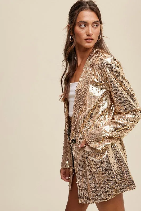 The Reno Blazer in Gold Sequin