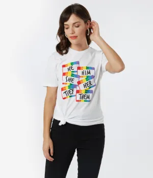 Unique Vintage Name Tag Pronoun Pride Unisex Tee