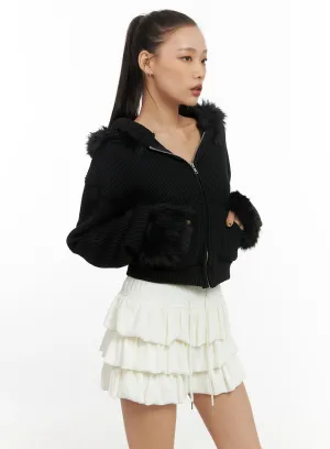 Urban Chic Crop Fur Hoodie CO424