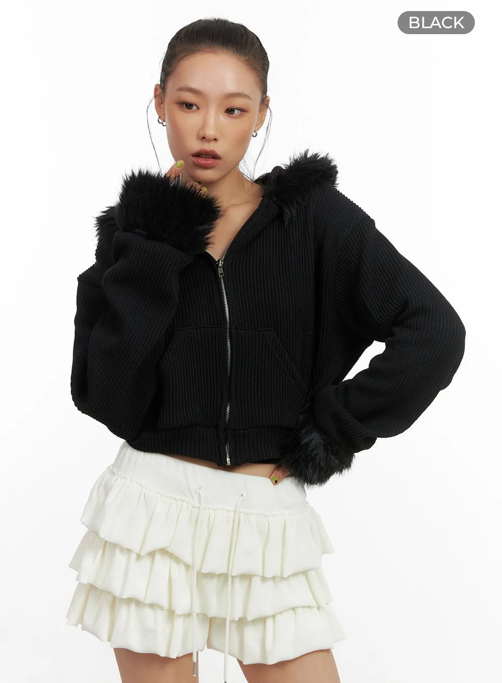 Urban Chic Crop Fur Hoodie CO424