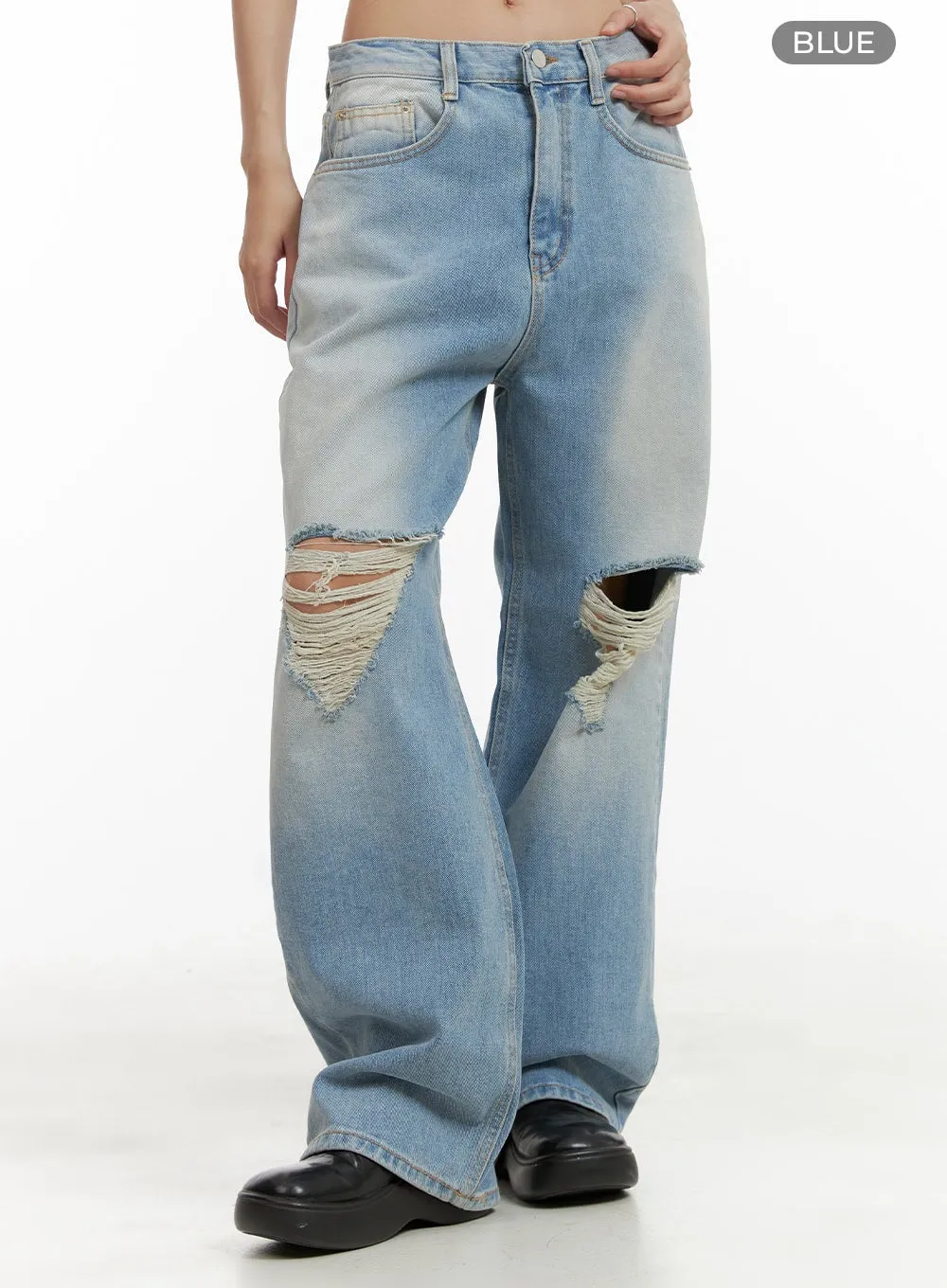 Urban Washed Ripped Baggy Jeans CU405