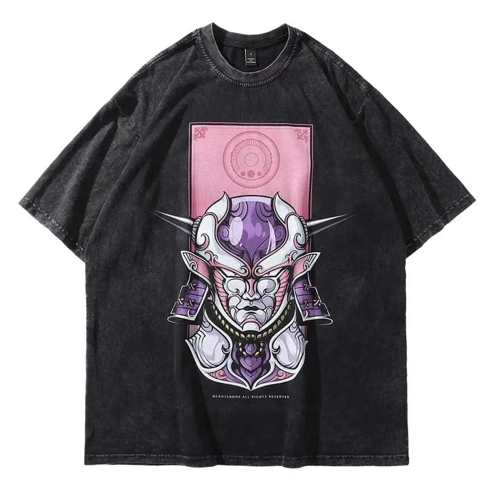 Vintage Washed Tshirts Anime T Shirt Harajuku Oversize Tee Cotton fashion Streetwear unisex top ab76