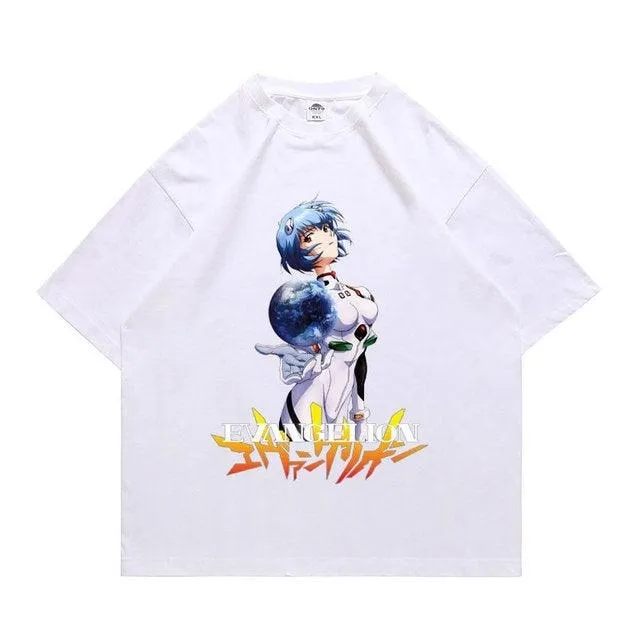 Vintage Washed Tshirts Anime T Shirt Harajuku Oversize Tee Cotton fashion Streetwear unisex top ab79v2