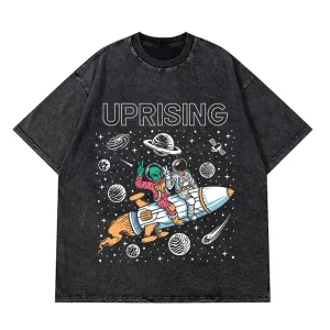 Vintage Washed Tshirts Anime T Shirt Harajuku Oversize Tee Cotton fashion Streetwear unisex top Astronaut 108