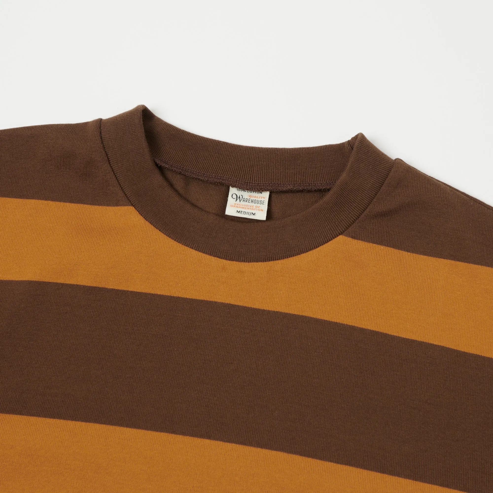 Warehouse & Co 4089 S/S 3x2 Inch Border Tee - Brown/Orange