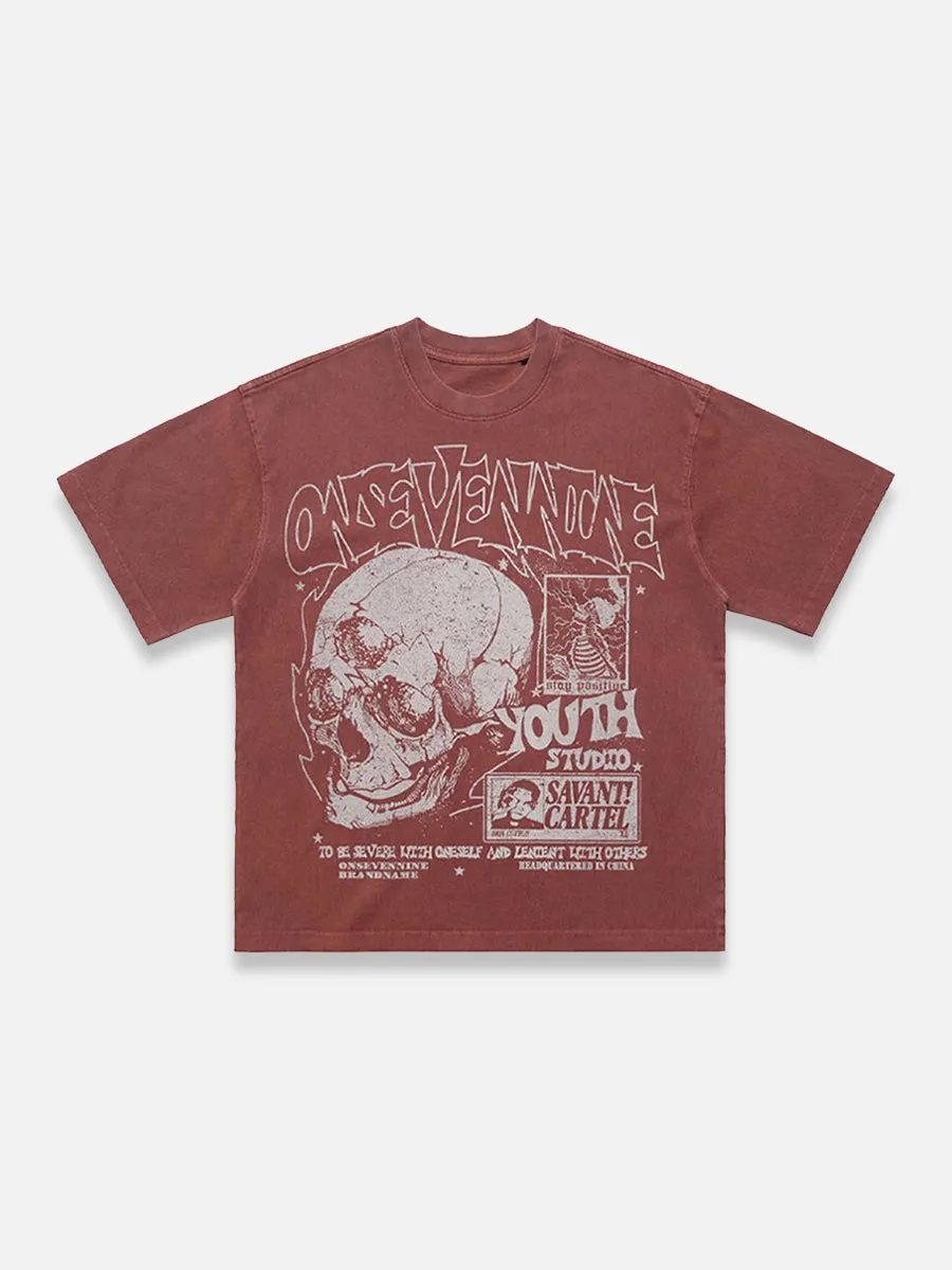 Washed Vintage Skull Graphic Tee