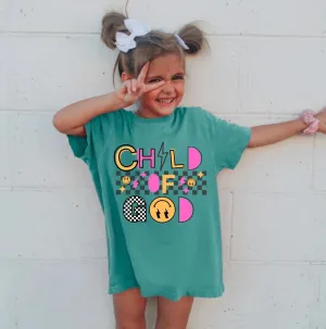 Youth Kids Child of God Smiley Retro Graphic Tee